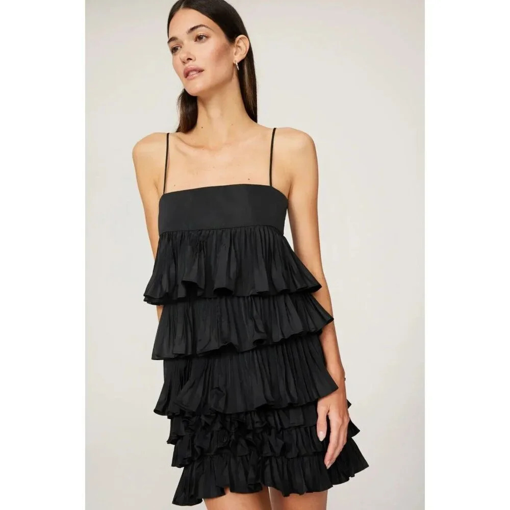 Alexis Black Tiered Ruffle Mini Dress